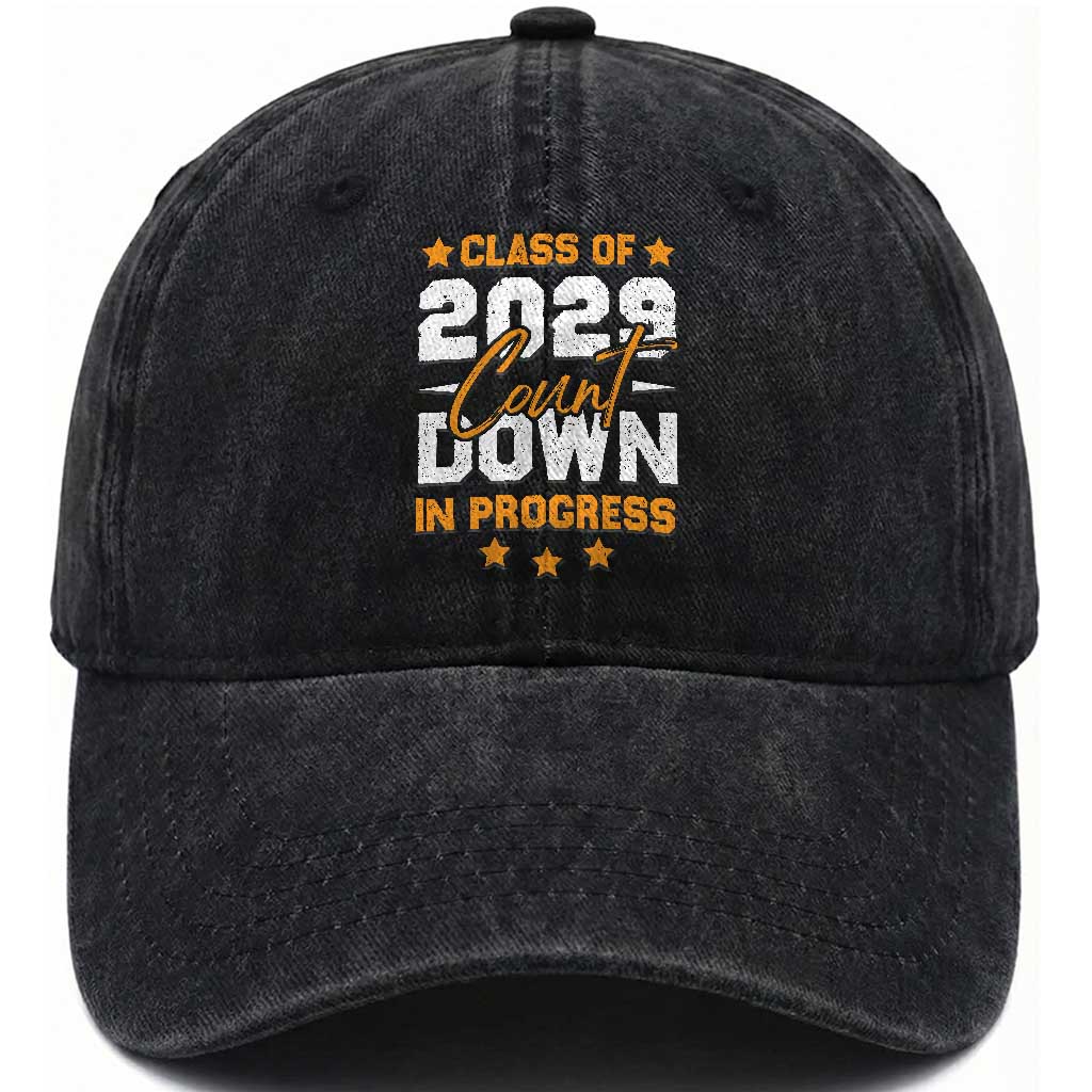 Class Of 2029 Count Down Graduating Washed Cotton Baseball Cap TS10 Print Your Wear
