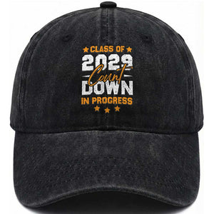 Class Of 2029 Count Down Graduating Washed Cotton Baseball Cap TS10 Print Your Wear