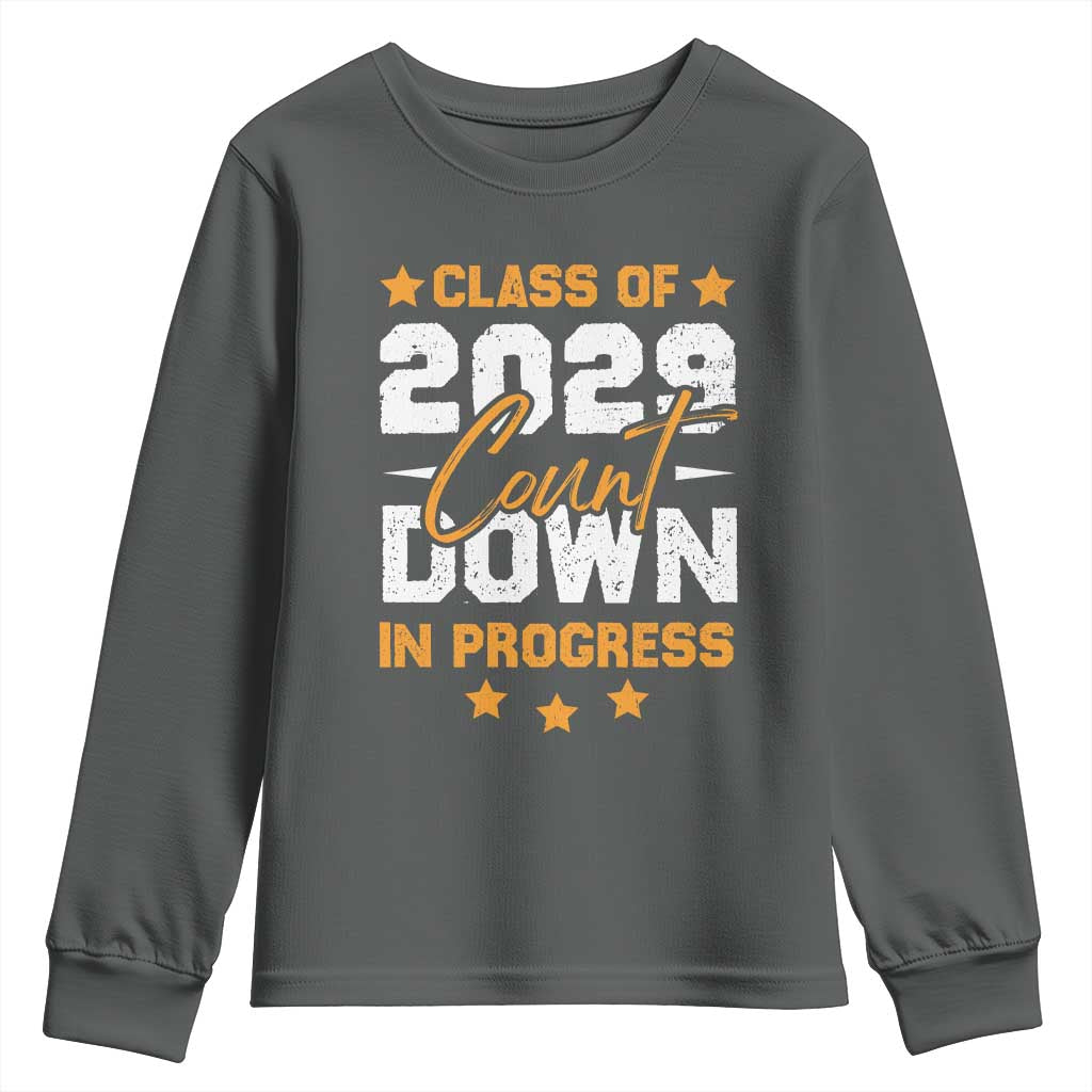 Class Of 2029 Count Down Graduating Youth Sweatshirt TS10 Dark Heather Print Your Wear