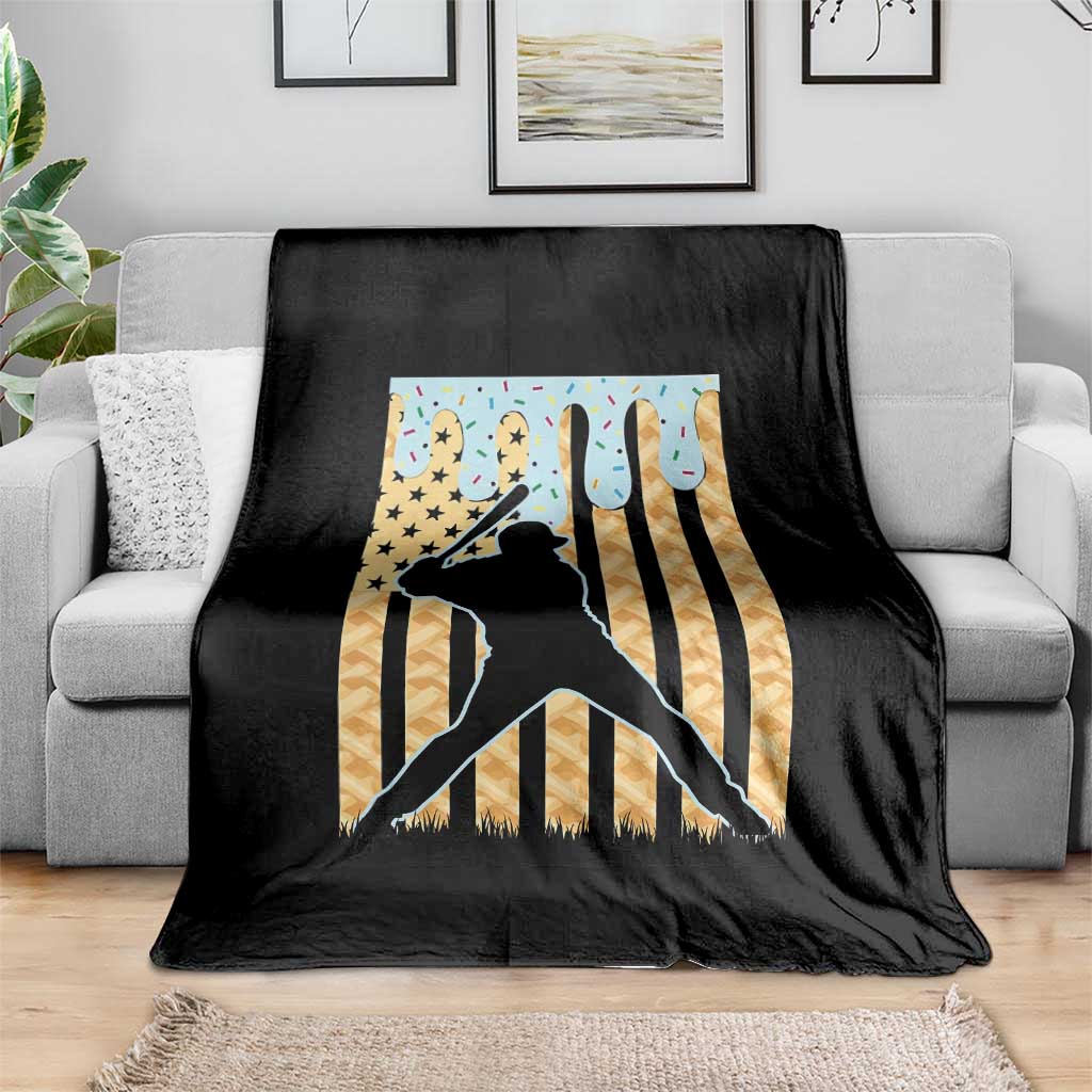 Baseball Drip Throw Blanket Dripping Ice Cream Sprinkles American Flag Boys TS10 Print Your Wear