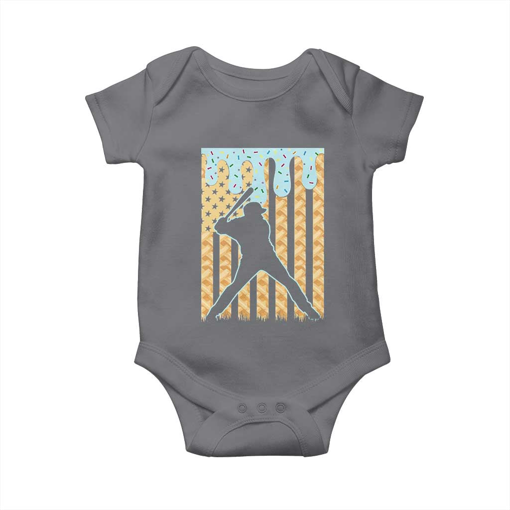 Baseball Drip Baby Onesie Dripping Ice Cream Sprinkles American Flag Boys TS10 Charcoal Print Your Wear