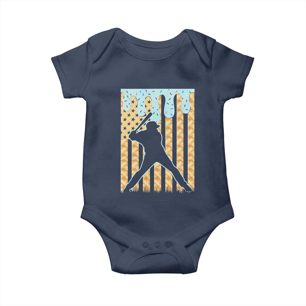 Baseball Drip Baby Onesie Dripping Ice Cream Sprinkles American Flag Boys TS10 Navy Print Your Wear