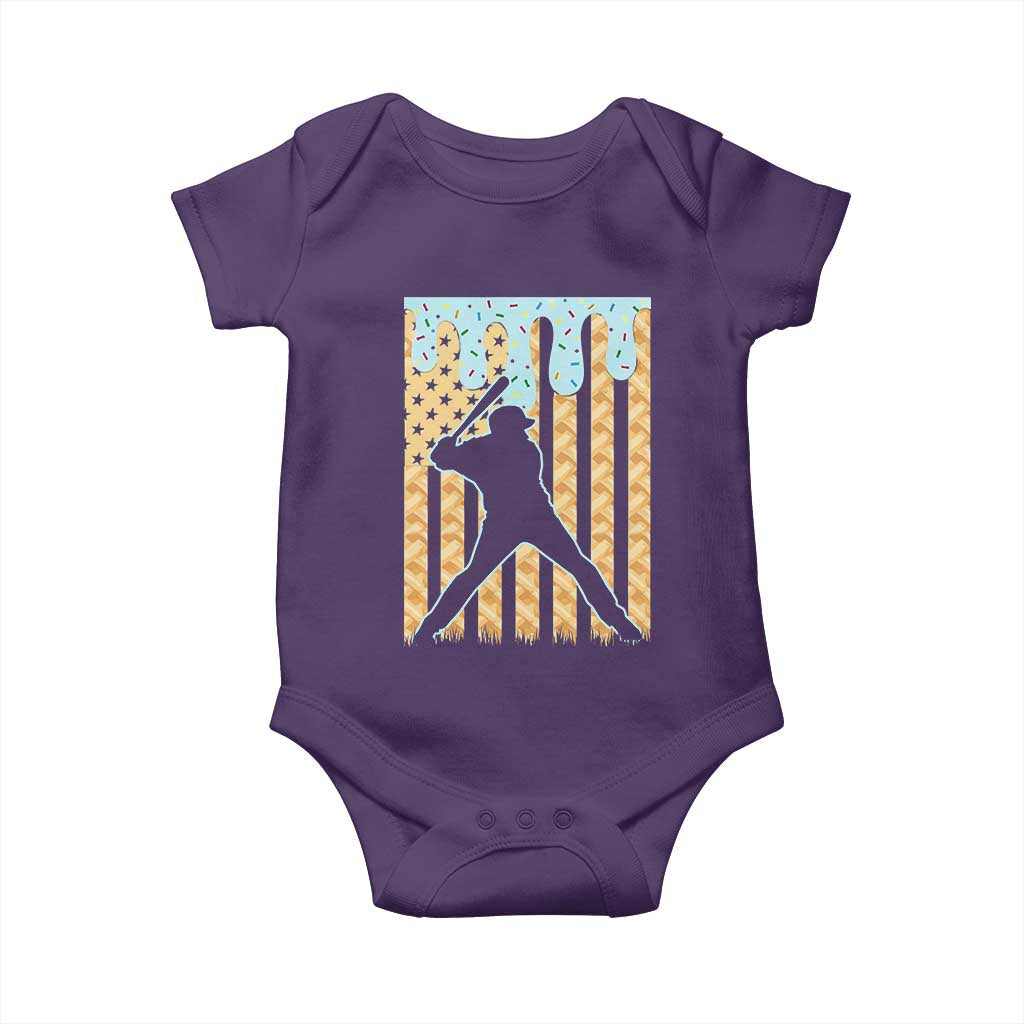 Baseball Drip Baby Onesie Dripping Ice Cream Sprinkles American Flag Boys TS10 Purple Print Your Wear
