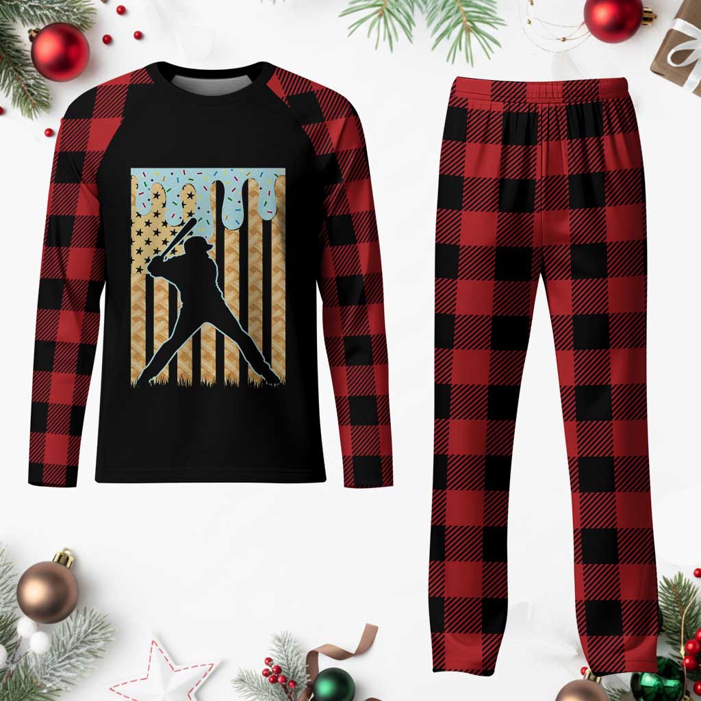 Baseball Drip Plaid Pajama Set Dripping Ice Cream Sprinkles American Flag Boys TS10 Buffalo Plaid Print Your Wear