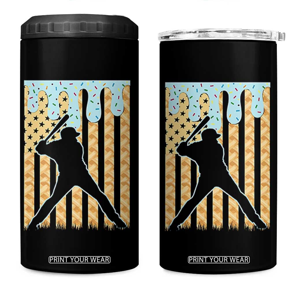 Baseball Drip 4 in 1 Can Cooler Tumbler Dripping Ice Cream Sprinkles American Flag Boys TS10 One Size: 16 oz Black Print Your Wear