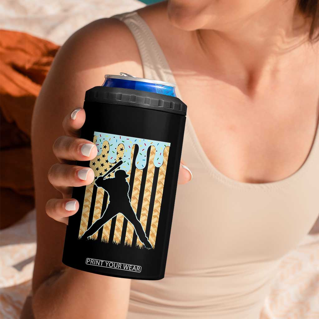Baseball Drip 4 in 1 Can Cooler Tumbler Dripping Ice Cream Sprinkles American Flag Boys TS10 Print Your Wear