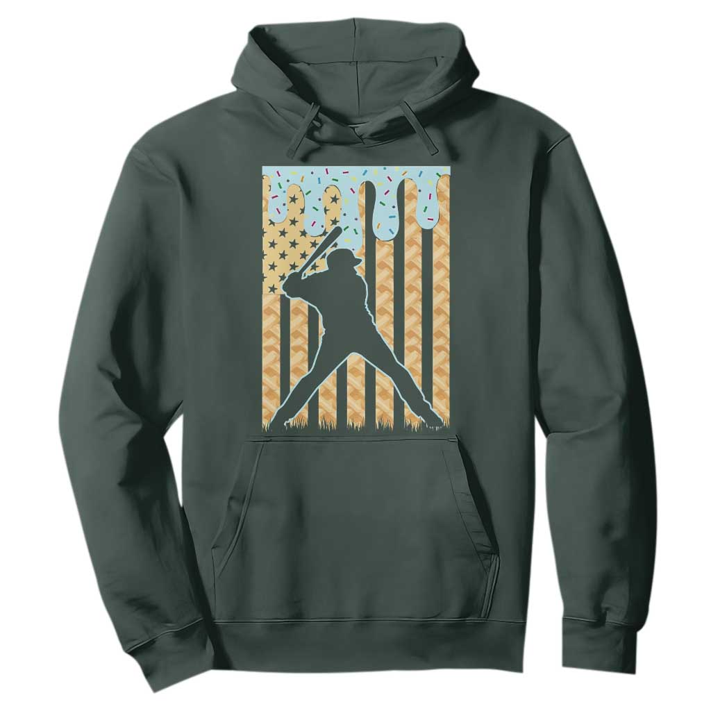 Baseball Drip Hoodie Dripping Ice Cream Sprinkles American Flag Boys TS10 Dark Forest Green Print Your Wear