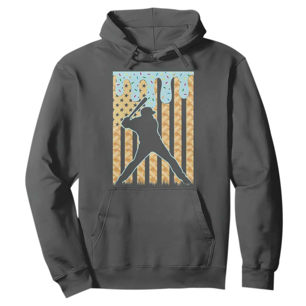 Baseball Drip Hoodie Dripping Ice Cream Sprinkles American Flag Boys TS10 Dark Heather Print Your Wear