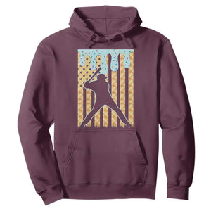 Baseball Drip Hoodie Dripping Ice Cream Sprinkles American Flag Boys TS10 Maroon Print Your Wear