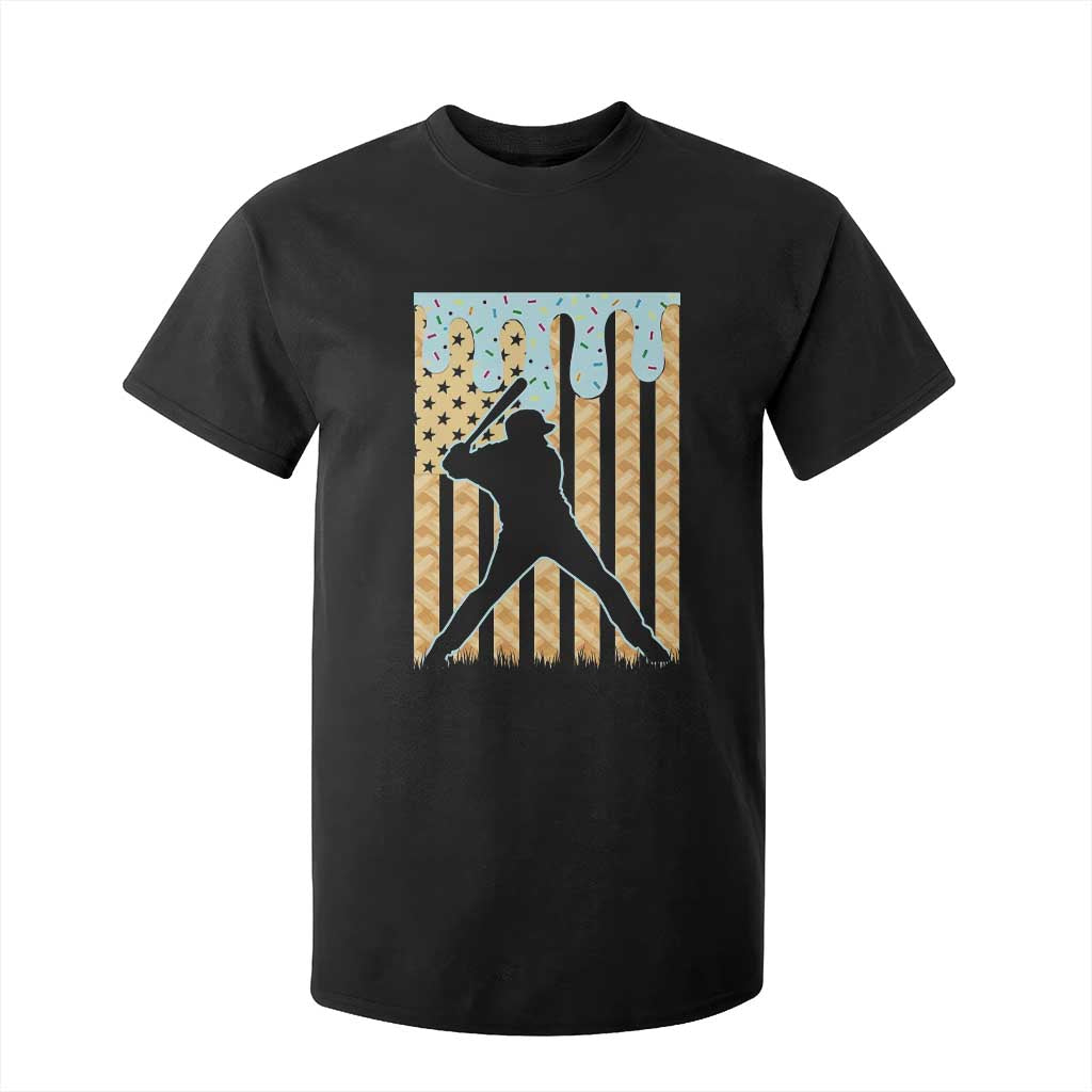 Baseball Drip T Shirt For Kid Dripping Ice Cream Sprinkles American Flag Boys TS10 Black Print Your Wear