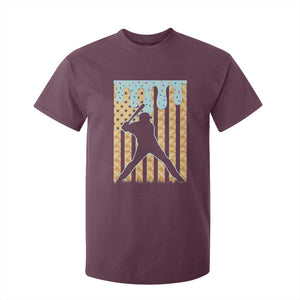Baseball Drip T Shirt For Kid Dripping Ice Cream Sprinkles American Flag Boys TS10 Maroon Print Your Wear