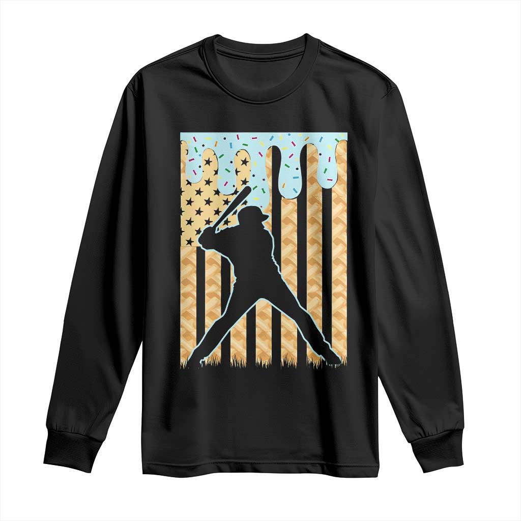 Baseball Drip Long Sleeve Shirt Dripping Ice Cream Sprinkles American Flag Boys TS10 Black Print Your Wear