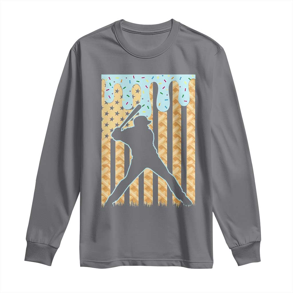 Baseball Drip Long Sleeve Shirt Dripping Ice Cream Sprinkles American Flag Boys TS10 Charcoal Print Your Wear