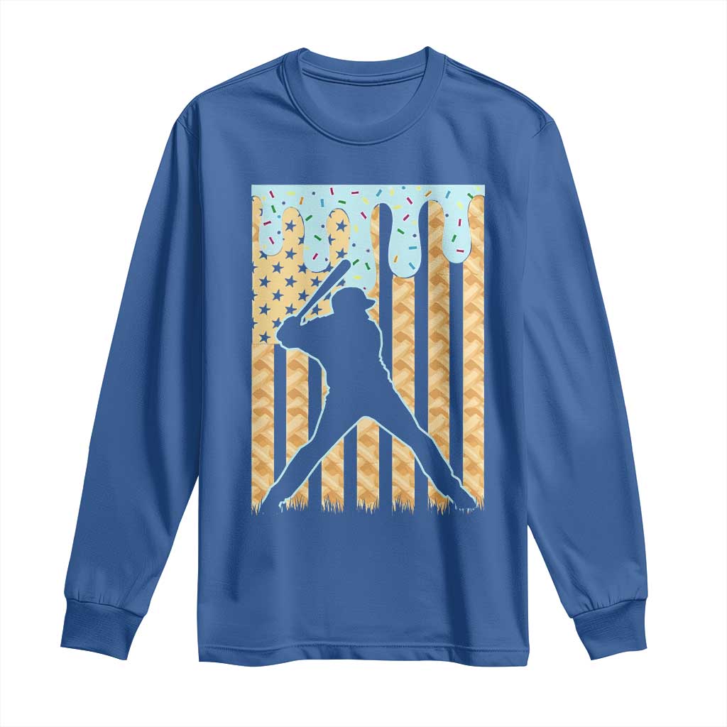 Baseball Drip Long Sleeve Shirt Dripping Ice Cream Sprinkles American Flag Boys TS10 Royal Blue Print Your Wear