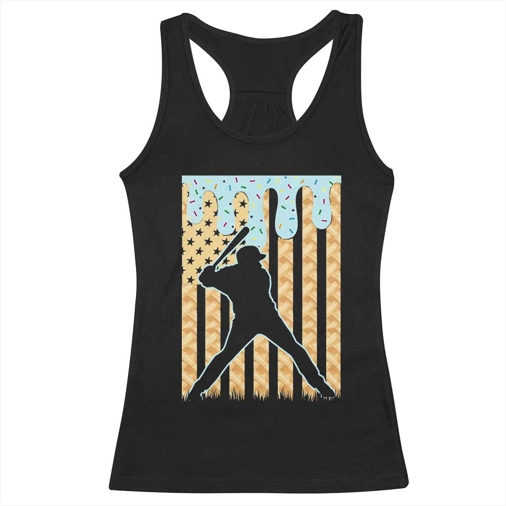 Baseball Drip Racerback Tank Top Dripping Ice Cream Sprinkles American Flag Boys TS10 Black Print Your Wear