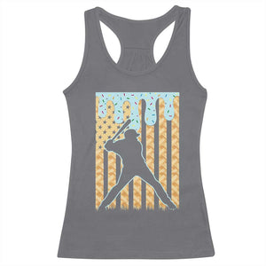 Baseball Drip Racerback Tank Top Dripping Ice Cream Sprinkles American Flag Boys TS10 Charcoal Print Your Wear