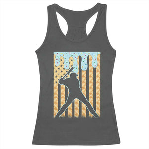 Baseball Drip Racerback Tank Top Dripping Ice Cream Sprinkles American Flag Boys TS10 Dark Heather Print Your Wear