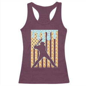 Baseball Drip Racerback Tank Top Dripping Ice Cream Sprinkles American Flag Boys TS10 Maroon Print Your Wear