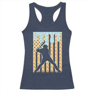 Baseball Drip Racerback Tank Top Dripping Ice Cream Sprinkles American Flag Boys TS10 Navy Print Your Wear