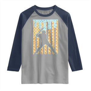 Baseball Drip Raglan Shirt Dripping Ice Cream Sprinkles American Flag Boys TS10 Sport Gray Navy Print Your Wear