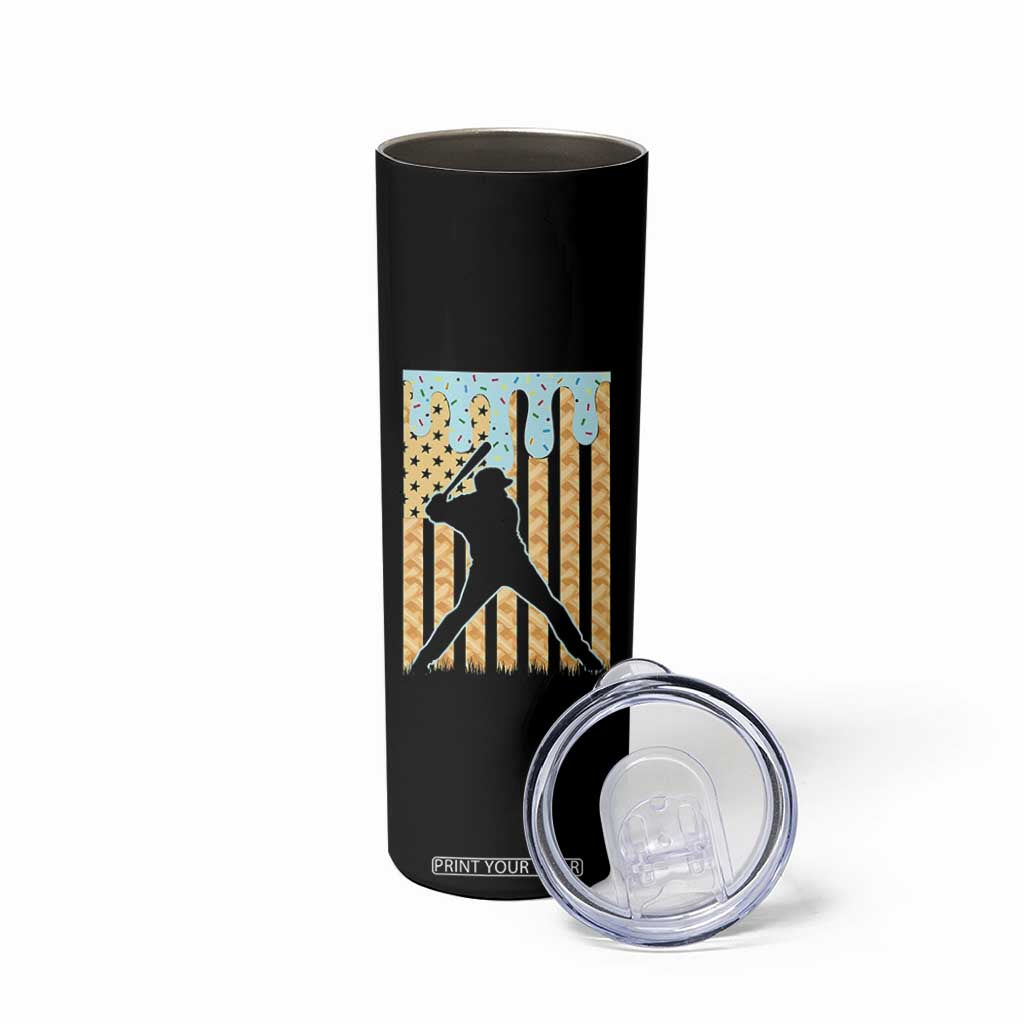 Baseball Drip Skinny Tumbler Dripping Ice Cream Sprinkles American Flag Boys TS10 Print Your Wear