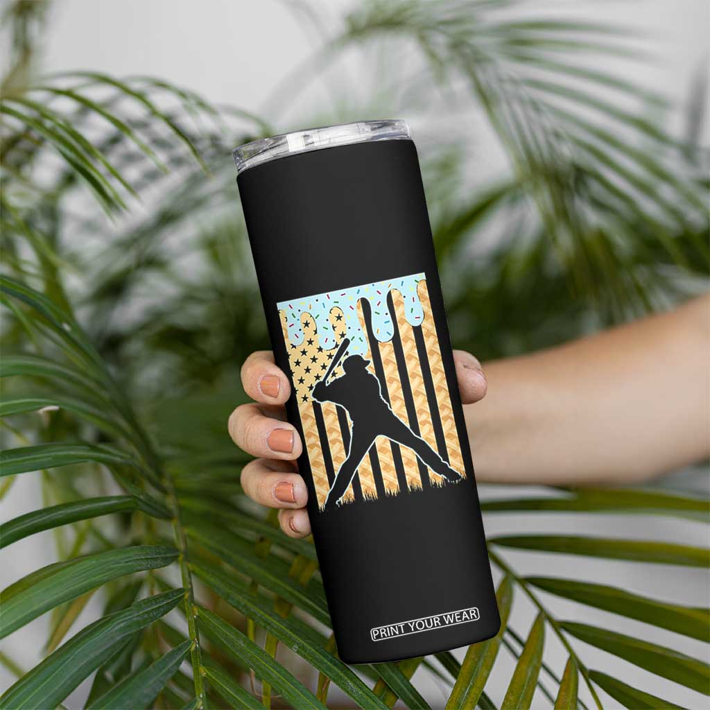 Baseball Drip Skinny Tumbler Dripping Ice Cream Sprinkles American Flag Boys TS10 Print Your Wear
