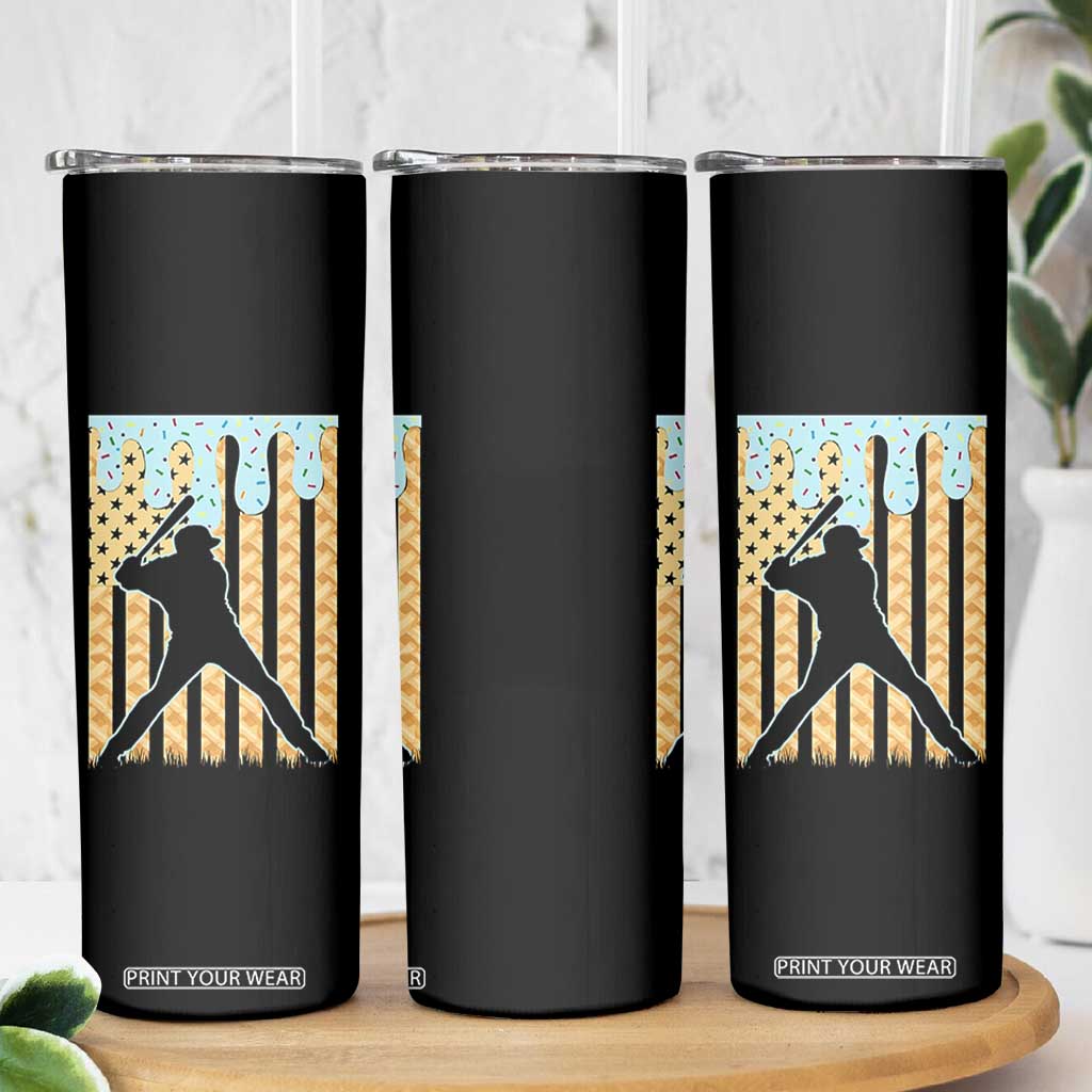 Baseball Drip Skinny Tumbler Dripping Ice Cream Sprinkles American Flag Boys TS10 Print Your Wear