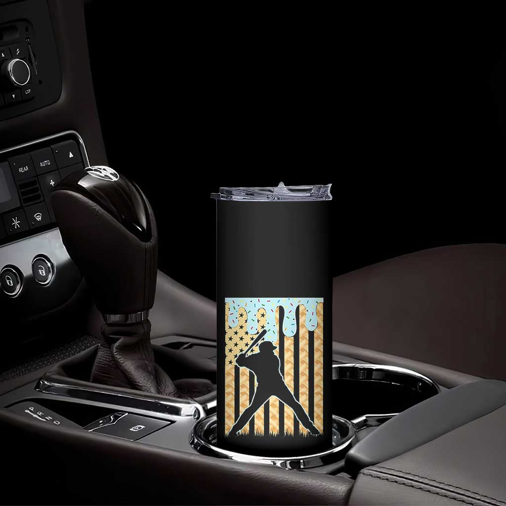 Baseball Drip Skinny Tumbler Dripping Ice Cream Sprinkles American Flag Boys TS10 Print Your Wear