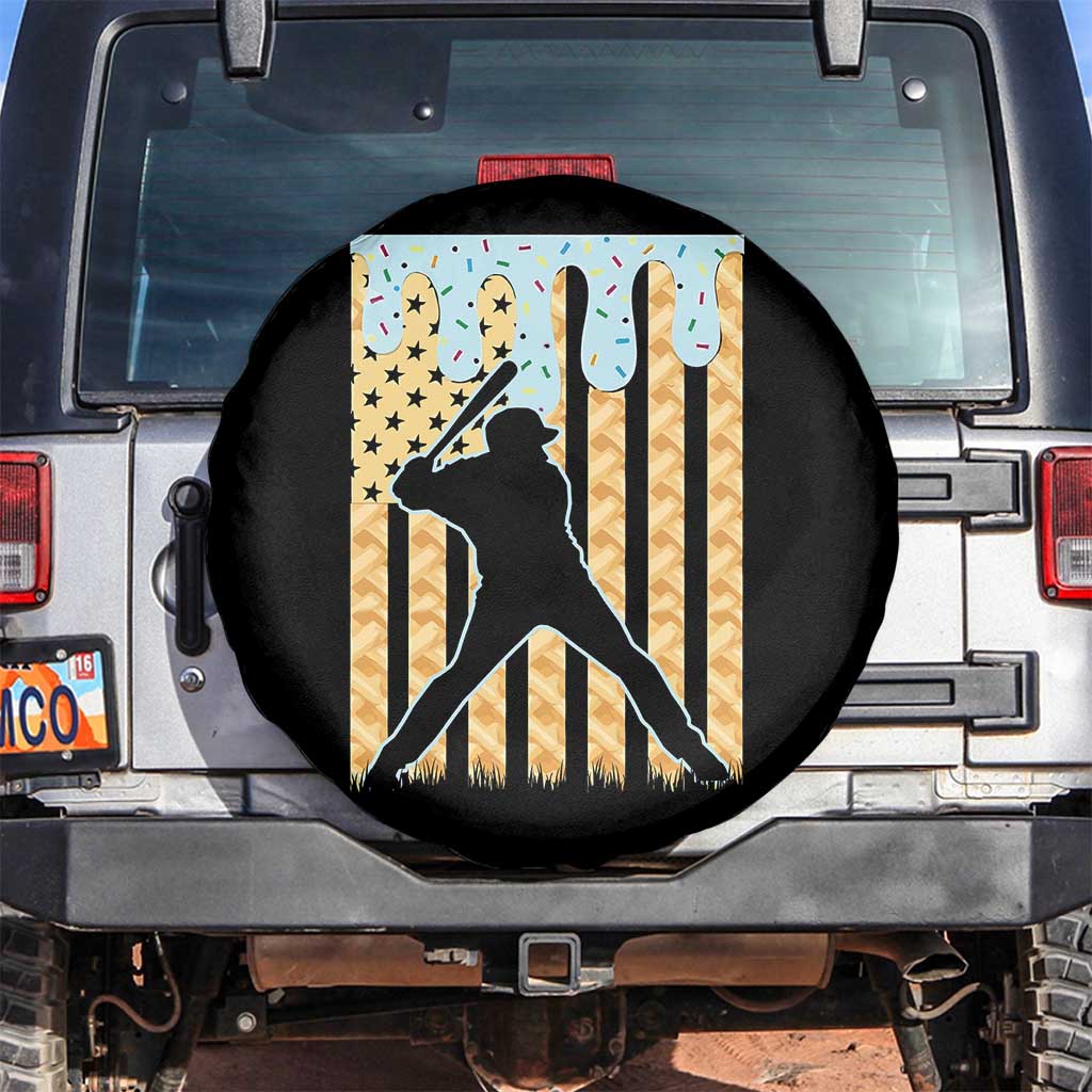 Baseball Drip Spare Tire Cover Dripping Ice Cream Sprinkles American Flag Boys TS10 No hole Black Print Your Wear