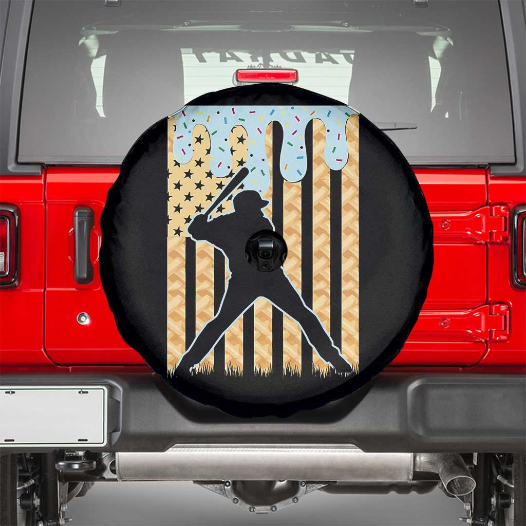 Baseball Drip Spare Tire Cover Dripping Ice Cream Sprinkles American Flag Boys TS10 Black Print Your Wear