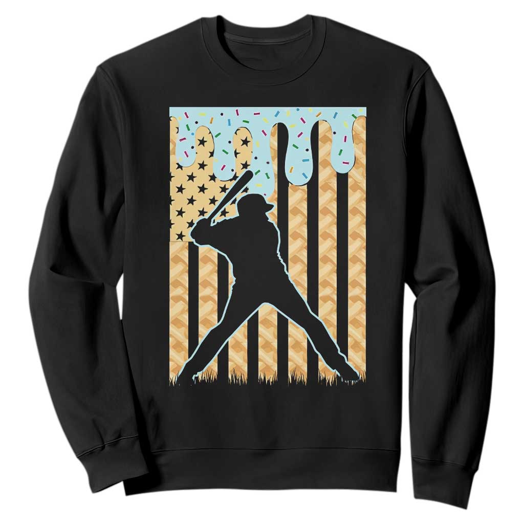 Baseball Drip Sweatshirt Dripping Ice Cream Sprinkles American Flag Boys TS10 Black Print Your Wear
