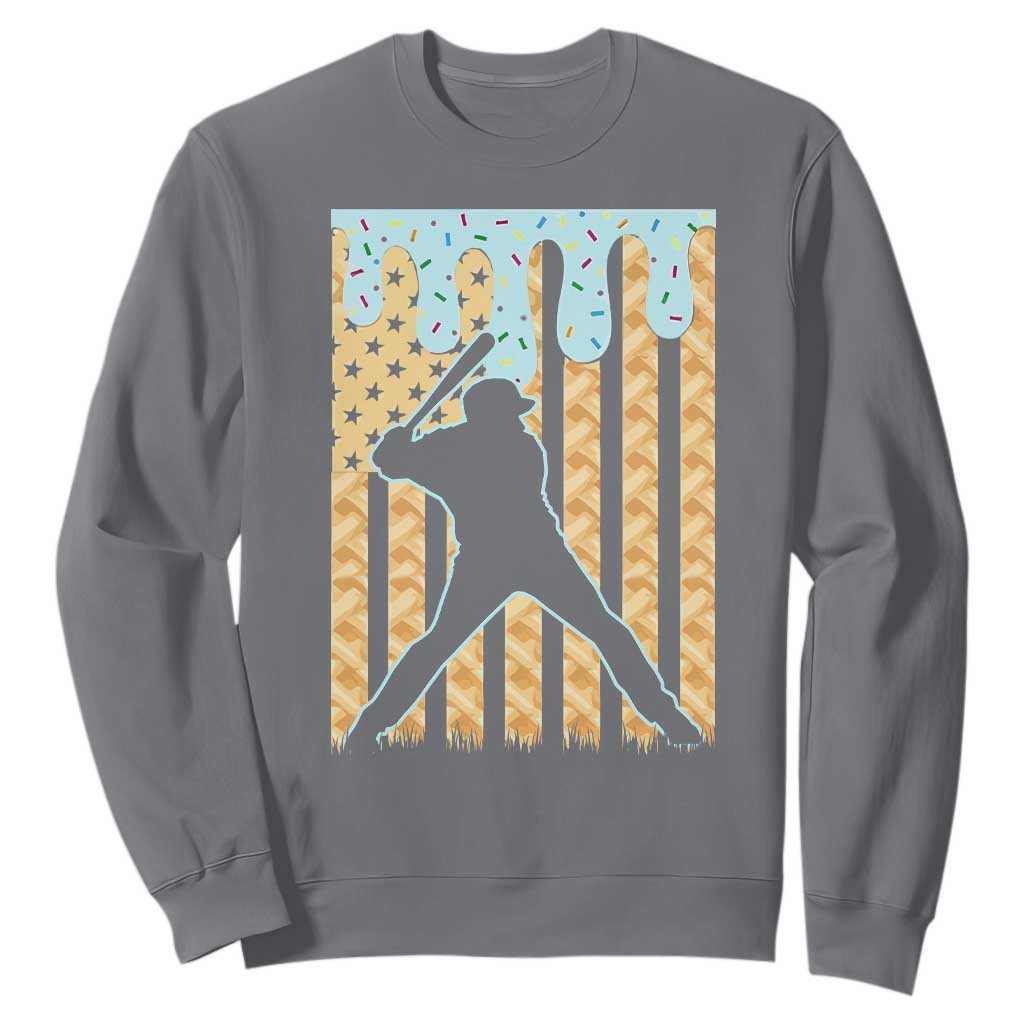 Baseball Drip Sweatshirt Dripping Ice Cream Sprinkles American Flag Boys TS10 Charcoal Print Your Wear