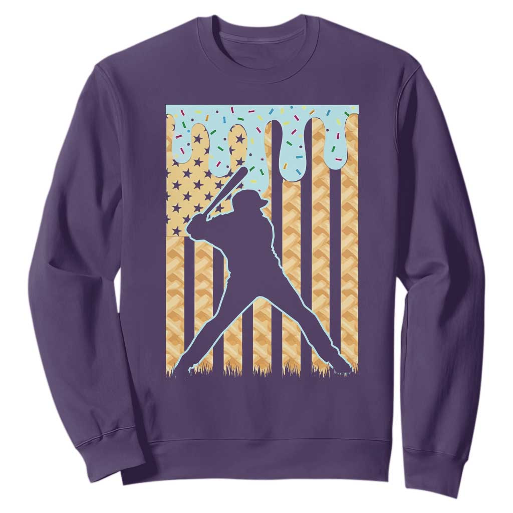 Baseball Drip Sweatshirt Dripping Ice Cream Sprinkles American Flag Boys TS10 Purple Print Your Wear