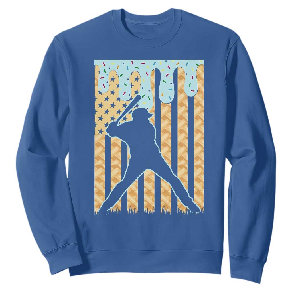 Baseball Drip Sweatshirt Dripping Ice Cream Sprinkles American Flag Boys TS10 Royal Blue Print Your Wear