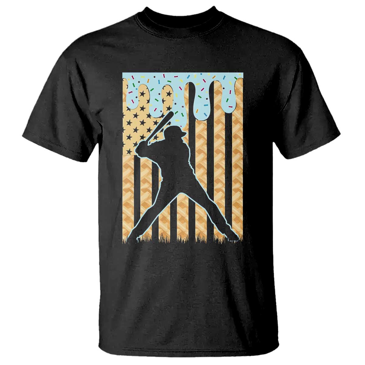 Baseball Drip T Shirt Dripping Ice Cream Sprinkles American Flag Boys TS10 Black Print Your Wear