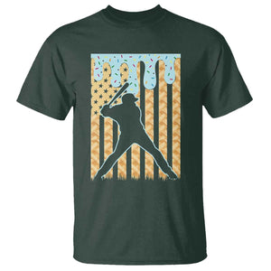 Baseball Drip T Shirt Dripping Ice Cream Sprinkles American Flag Boys TS10 Dark Forest Green Print Your Wear