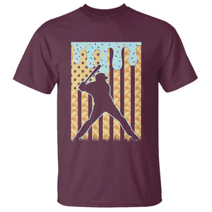 Baseball Drip T Shirt Dripping Ice Cream Sprinkles American Flag Boys TS10 Maroon Print Your Wear