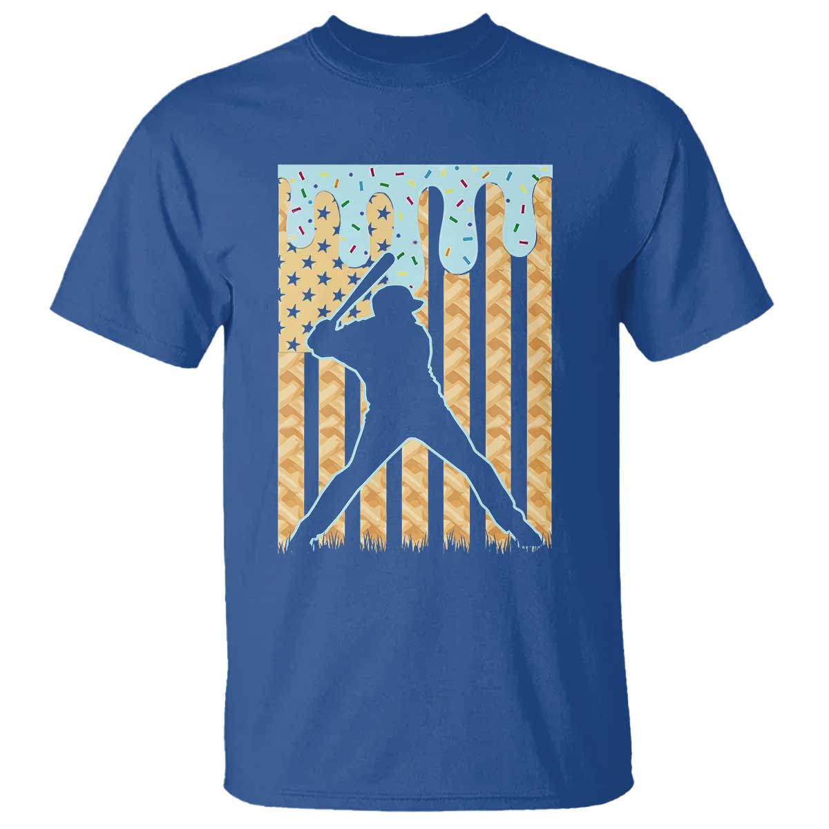 Baseball Drip T Shirt Dripping Ice Cream Sprinkles American Flag Boys TS10 Royal Blue Print Your Wear
