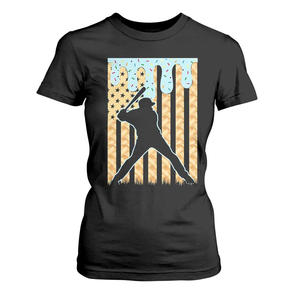 Baseball Drip T Shirt For Women Dripping Ice Cream Sprinkles American Flag Boys TS10 Black Print Your Wear
