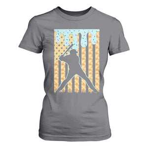 Baseball Drip T Shirt For Women Dripping Ice Cream Sprinkles American Flag Boys TS10 Charcoal Print Your Wear