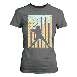 Baseball Drip T Shirt For Women Dripping Ice Cream Sprinkles American Flag Boys TS10 Dark Heather Print Your Wear
