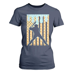 Baseball Drip T Shirt For Women Dripping Ice Cream Sprinkles American Flag Boys TS10 Navy Print Your Wear