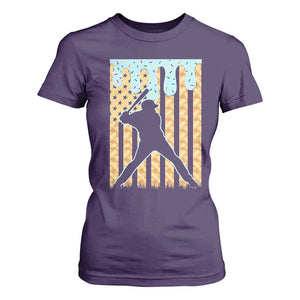 Baseball Drip T Shirt For Women Dripping Ice Cream Sprinkles American Flag Boys TS10 Purple Print Your Wear