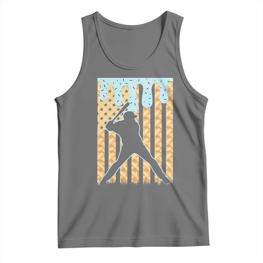 Baseball Drip Tank Top Dripping Ice Cream Sprinkles American Flag Boys TS10 Black Heather Print Your Wear