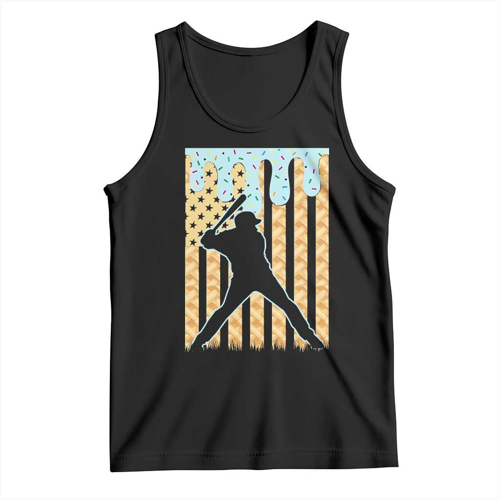 Baseball Drip Tank Top Dripping Ice Cream Sprinkles American Flag Boys TS10 Black Print Your Wear