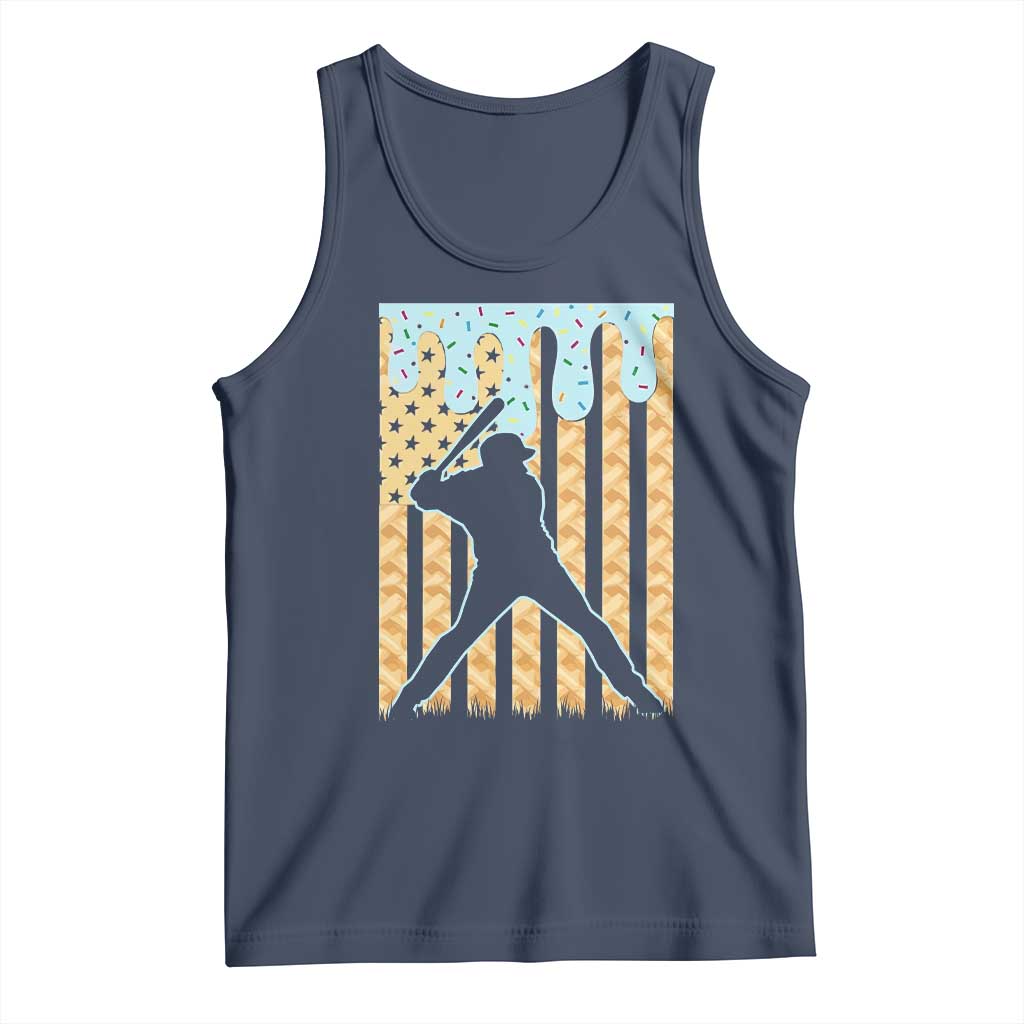 Baseball Drip Tank Top Dripping Ice Cream Sprinkles American Flag Boys TS10 Navy Print Your Wear