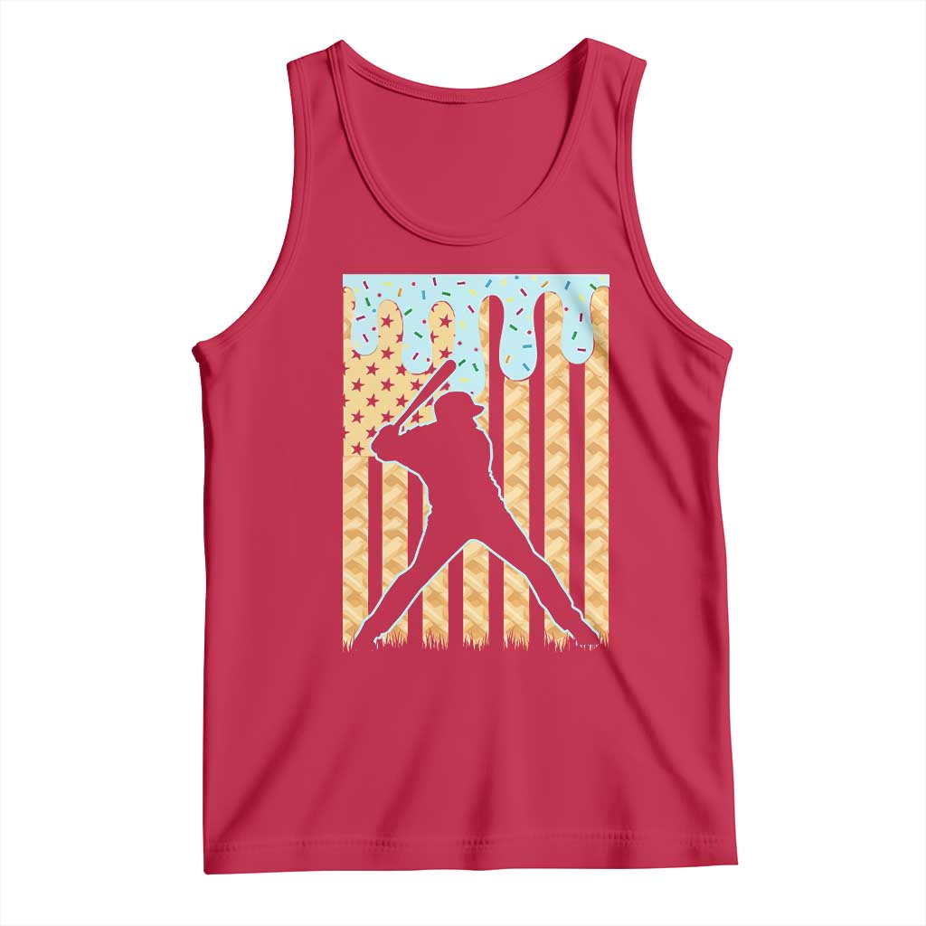 Baseball Drip Tank Top Dripping Ice Cream Sprinkles American Flag Boys TS10 Red Print Your Wear
