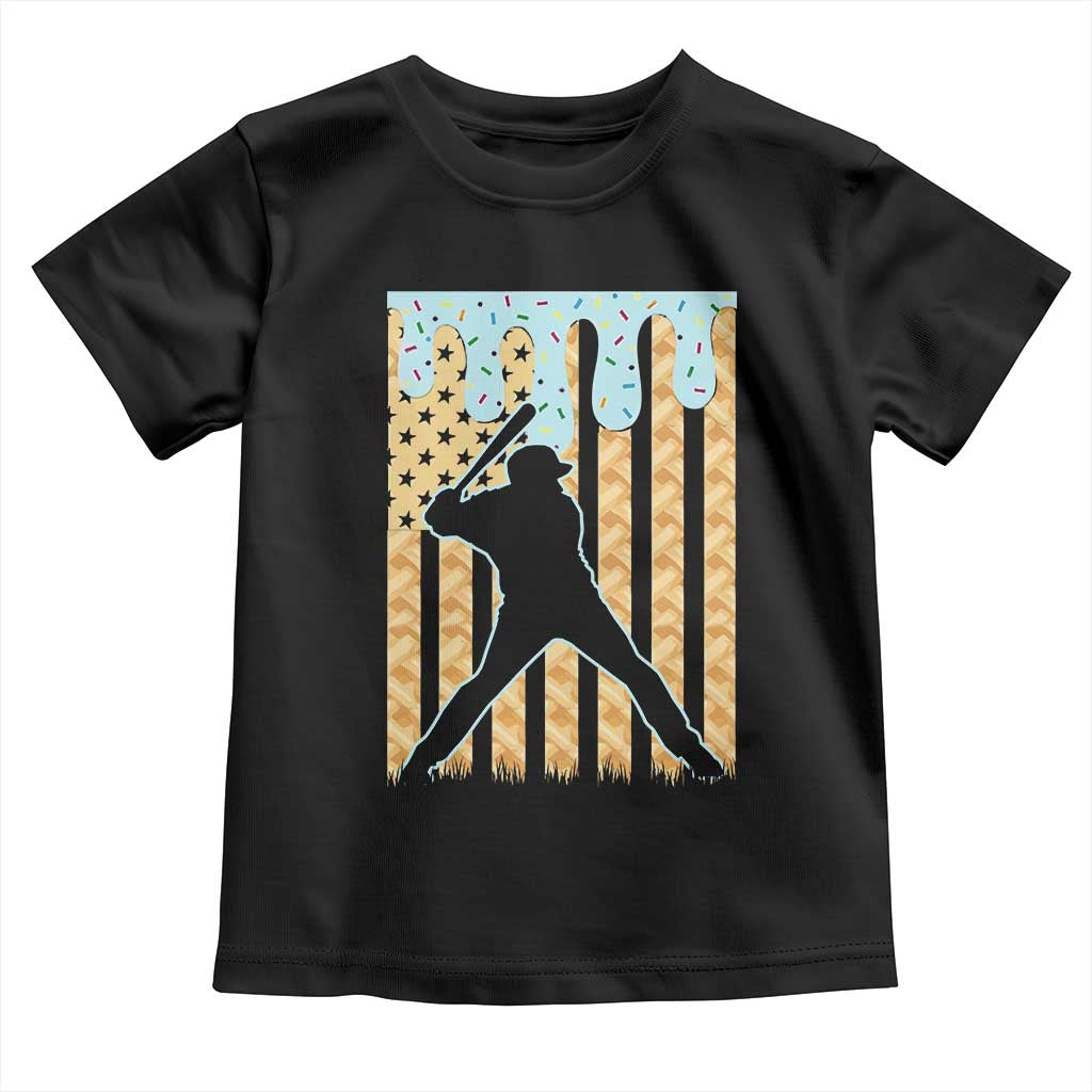 Baseball Drip Toddler T Shirt Dripping Ice Cream Sprinkles American Flag Boys TS10 Black Print Your Wear