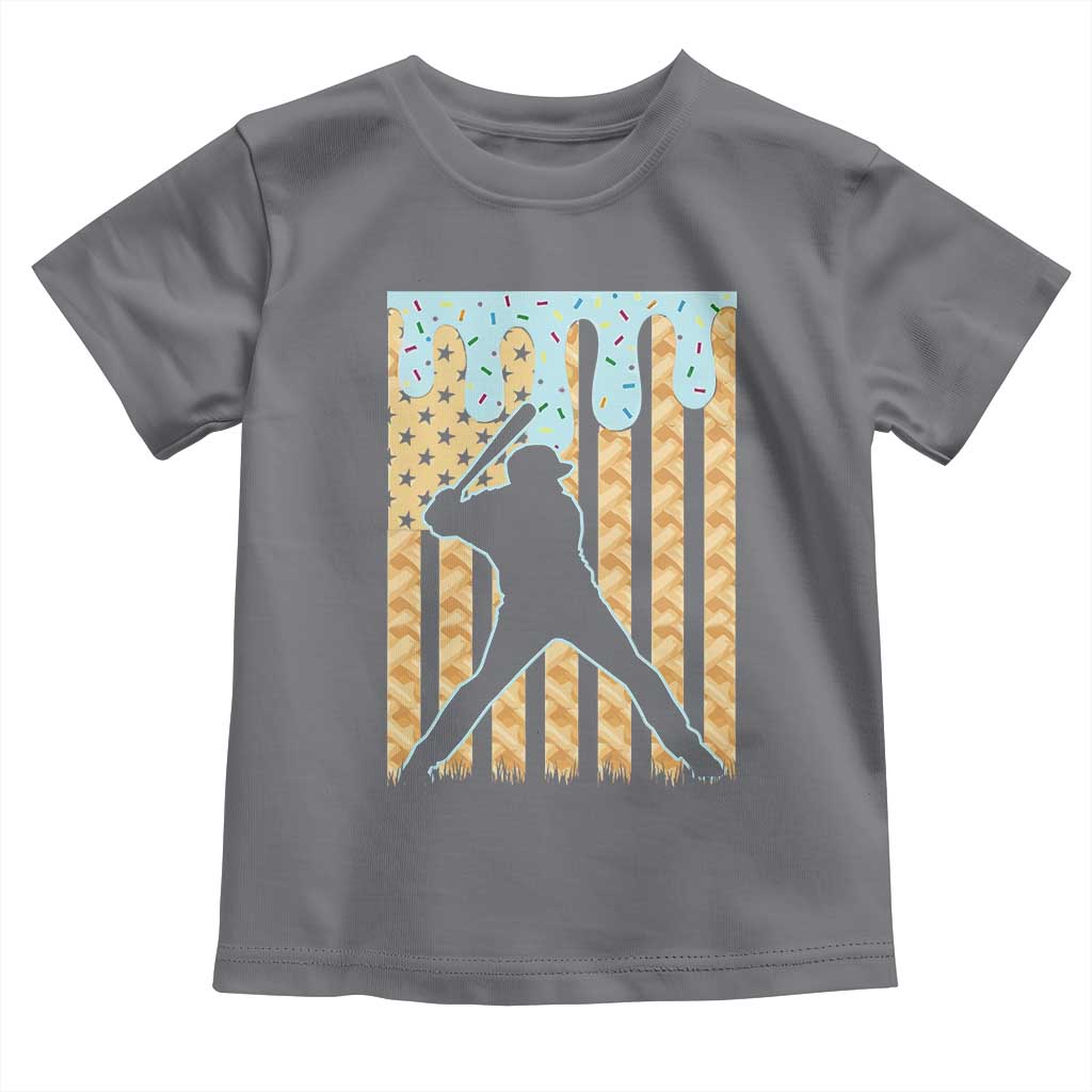 Baseball Drip Toddler T Shirt Dripping Ice Cream Sprinkles American Flag Boys TS10 Charcoal Print Your Wear