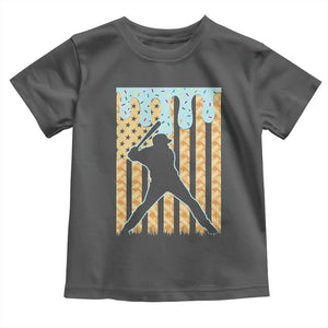 Baseball Drip Toddler T Shirt Dripping Ice Cream Sprinkles American Flag Boys TS10 Dark Heather Print Your Wear